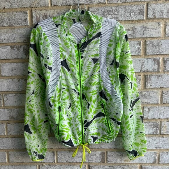Alo Long Sleeve Zip Front Palm Print Sheer Cropped Sunset Jacket Women's Size S - Picture 1 of 8